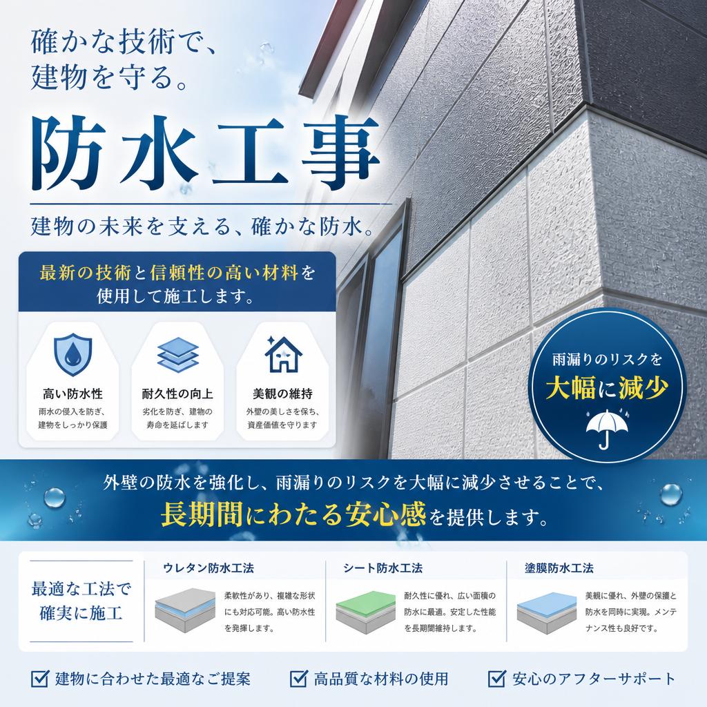 防水工事であらゆる雨漏りを防ぐ